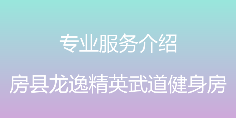 专业服务介绍 - 房县龙逸精英武道健身房