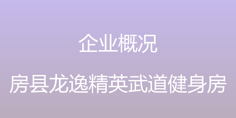 企业概况 - 房县龙逸精英武道健身房